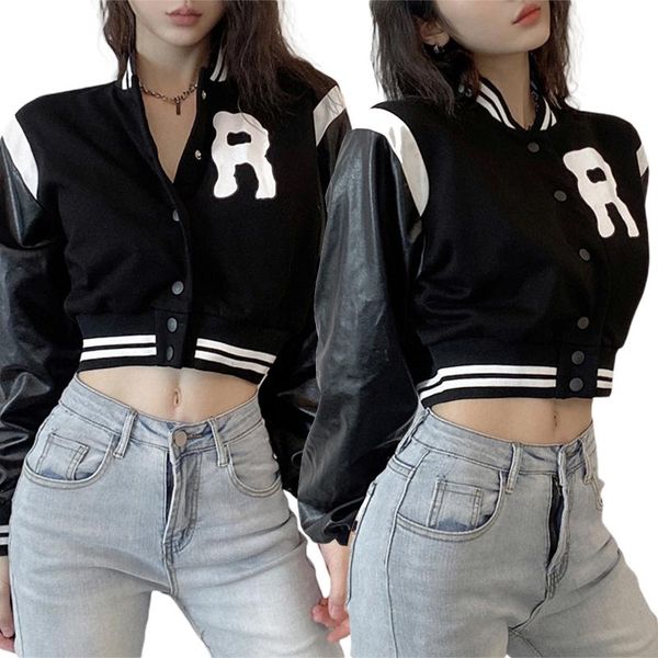 women's jackets women short leather jacket adults letter & stripe print stand collar long sleeve cardigan, Black;brown
women's jackets women short leather jacket adults letter & stripe print stand collar long sleeve cardigan, Black;brown