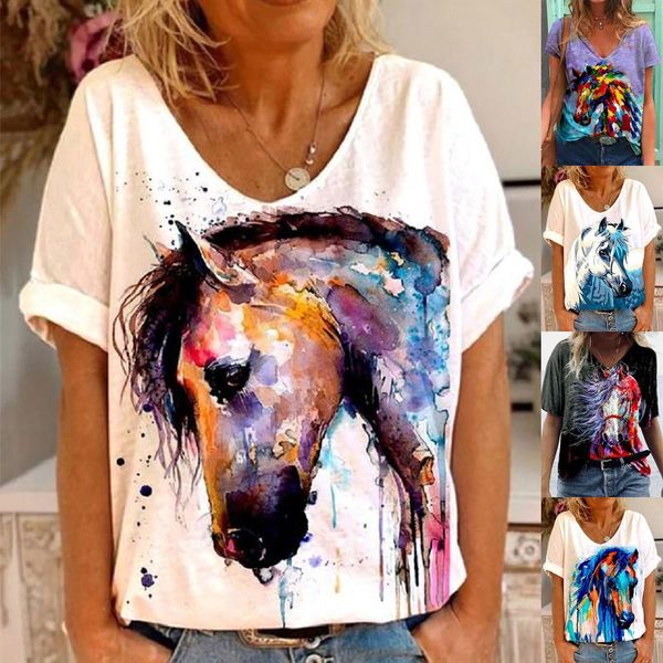 women's t-shirt fashion tie-dye horse print short sleeve female summer y2k casual ladies v-neck loose tee streetwear 2021, White
women's t-shirt fashion tie-dye horse print short sleeve female summer y2k casual ladies v-neck loose tee streetwear 2021, White