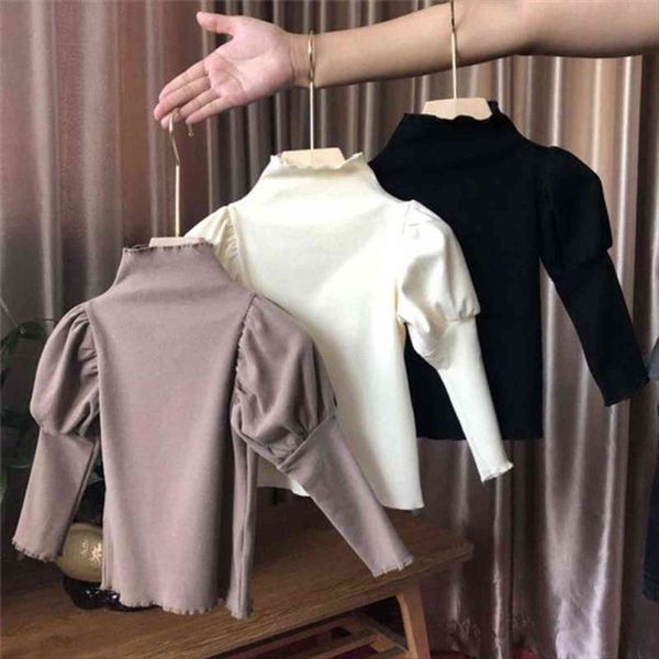 height 86 135cm girls high neck bottoming t shirt childrens bubble sleeve casual korean trend clothing, Blue
height 86 135cm girls high neck bottoming t shirt childrens bubble sleeve casual korean trend clothing, Blue