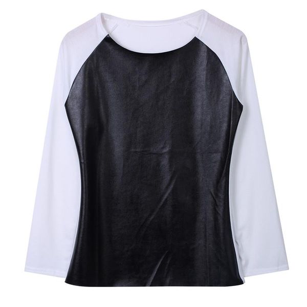 autumn sell womens leather patchwork shirt long sleeve round neck sweatshirt casual loose blouse costume women's blouses & shirts, White
autumn sell womens leather patchwork shirt long sleeve round neck sweatshirt casual loose blouse costume women's blouses & shirts, White