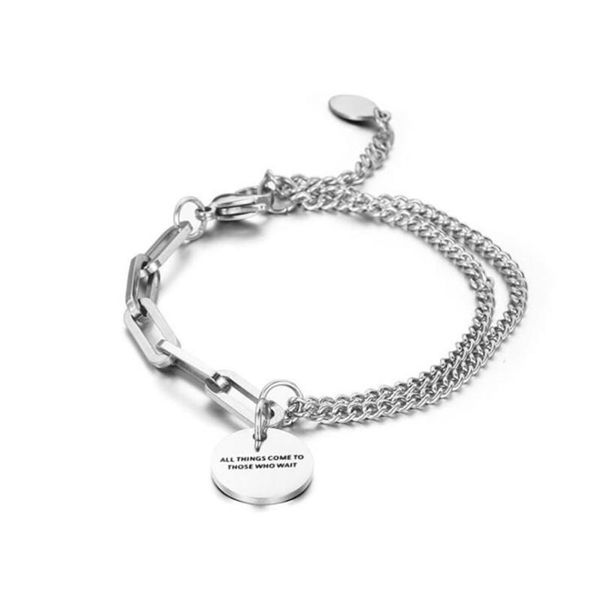 link, chain stainless steel minimalism hip hop round disc tag splicing bracelet bangle jewelry gift for him, Black
link, chain stainless steel minimalism hip hop round disc tag splicing bracelet bangle jewelry gift for him, Black
