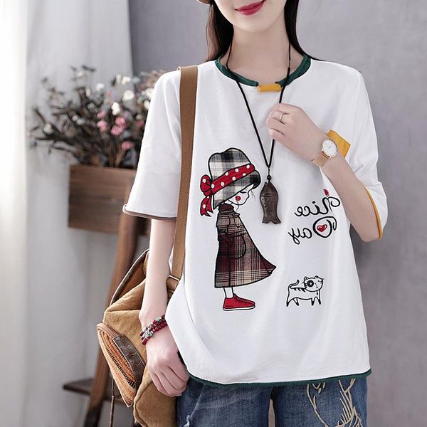 women's t-shirt short sleeve t shirts 2021 summer women loose tee medium length printed shirt plus size blouse 5xl, White
women's t-shirt short sleeve t shirts 2021 summer women loose tee medium length printed shirt plus size blouse 5xl, White