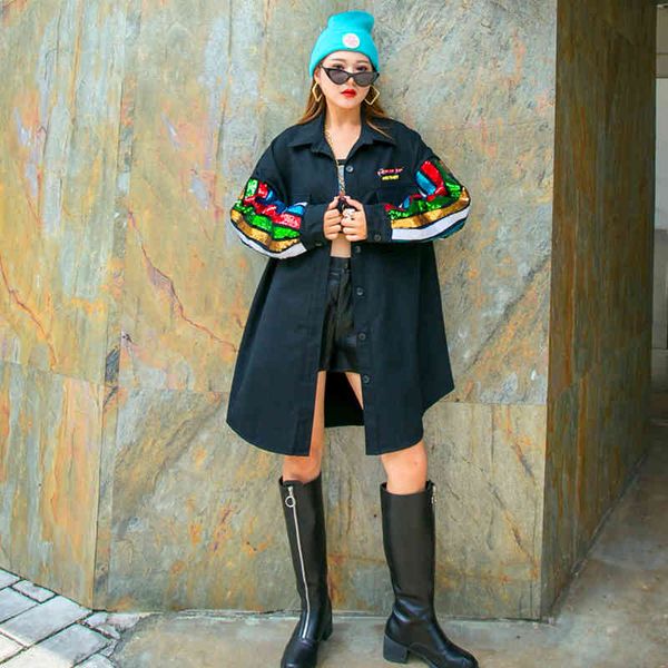 tracksuits european station tide marks sequins stripe seams with long sleeve women's shirt mid-length loosely denim jacket autumn, Gray
tracksuits european station tide marks sequins stripe seams with long sleeve women's shirt mid-length loosely denim jacket autumn, Gray