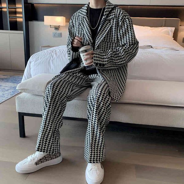 men's suits & blazers korean plaid fashion business society mens loose casual blazer pants two-piece sets m-2xl 0q2h, White;black
men's suits & blazers korean plaid fashion business society mens loose casual blazer pants two-piece sets m-2xl 0q2h, White;black