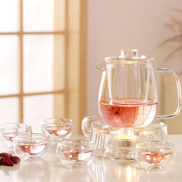 8pcs/pack 600ml simple style glass teapot set double-wall transparent cup nordic flower coffee pot elegant wine glasses
8pcs/pack 600ml simple style glass teapot set double-wall transparent cup nordic flower coffee pot elegant wine glasses
