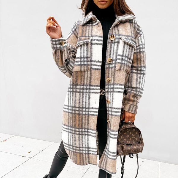 women's wool & blends plaid printed woolen coat casual single-breasted lapel autumn and winter clothing 2021 long-sleeved loose, Black
women's wool & blends plaid printed woolen coat casual single-breasted lapel autumn and winter clothing 2021 long-sleeved loose, Black