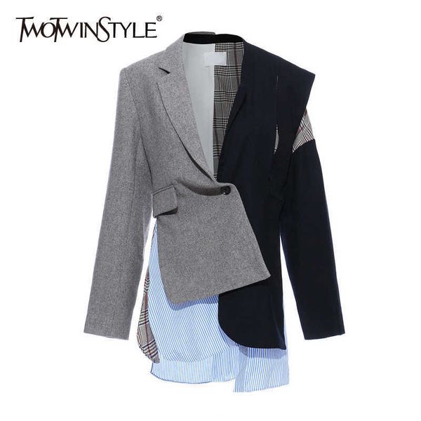 twotyle casual patchwork asymmetrical women blazer notched long sleeve irregular hit color suits female fashion clothes 210930, White;black
twotyle casual patchwork asymmetrical women blazer notched long sleeve irregular hit color suits female fashion clothes 210930, White;black