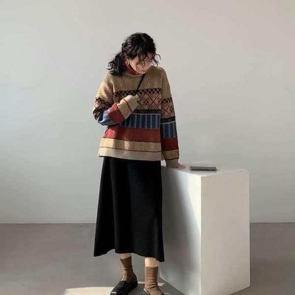 women's sweaters luck a 2021 winter women vintage long sleeve sweater lady autumn stripe warm loose knitted pullovers female turtleneck, White;black
women's sweaters luck a 2021 winter women vintage long sleeve sweater lady autumn stripe warm loose knitted pullovers female turtleneck, White;black
