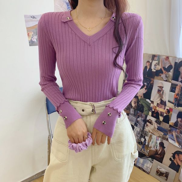 women's knits & tees autumn women knitted sweater v-neck bottons slim fit long-sleeved pullover base ladies solid sheath knitwear, White
women's knits & tees autumn women knitted sweater v-neck bottons slim fit long-sleeved pullover base ladies solid sheath knitwear, White
