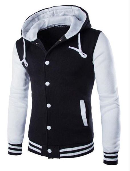 men's hoodies & sweatshirts slim fit hoodie varsity baseball button through jacket with hooded winter coat for boys, Black
men's hoodies & sweatshirts slim fit hoodie varsity baseball button through jacket with hooded winter coat for boys, Black