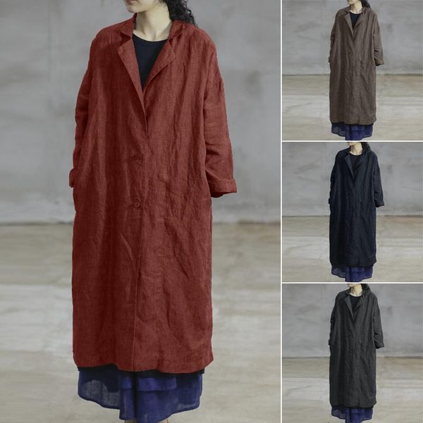 women long jackets zanzea autumn vintage cotton linen cardigan casual lapel neck buttons thin coats loose outwear 5xl plus size women's, Black;brown
women long jackets zanzea autumn vintage cotton linen cardigan casual lapel neck buttons thin coats loose outwear 5xl plus size women's, Black;brown