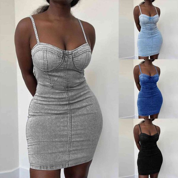 denim streetwear patchwork sleeveless women dresses backless solid summer bodycon strapless mini, Black;gray 
denim streetwear patchwork sleeveless women dresses backless solid summer bodycon strapless mini, Black;gray