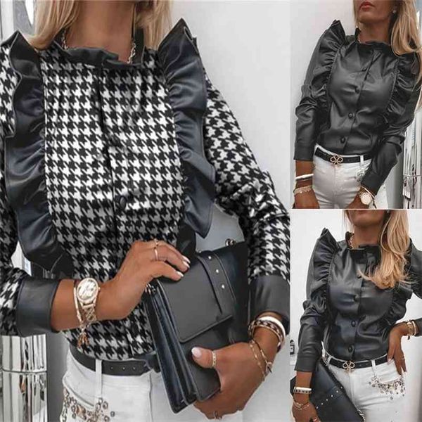 women blouse long sleeve ruffles casual o-neck slim fit single breasted button up office ladies elegant streetwear 210522, White
women blouse long sleeve ruffles casual o-neck slim fit single breasted button up office ladies elegant streetwear 210522, White