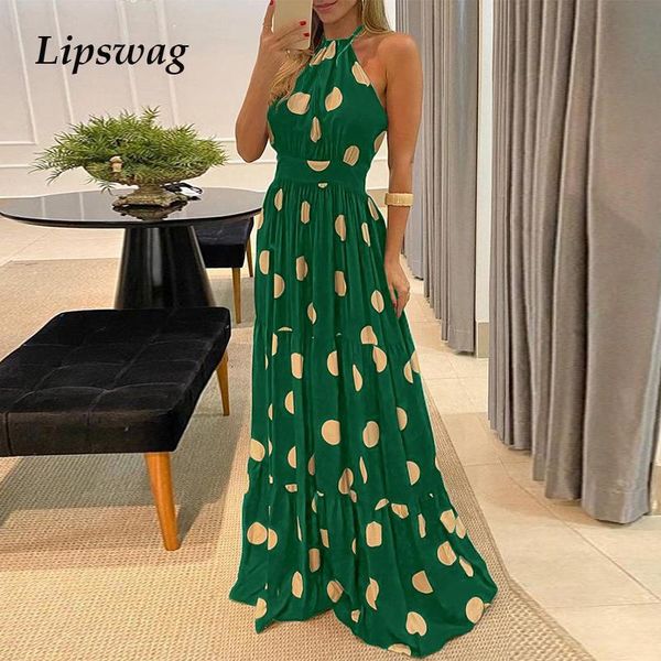 women elegant polka dot print boho maxi dresses 2021 summer halter sleeveless beach long dress ladies casual loose sundress, Black;gray
women elegant polka dot print boho maxi dresses 2021 summer halter sleeveless beach long dress ladies casual loose sundress, Black;gray