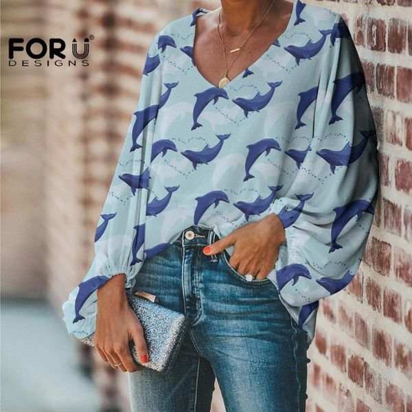 women's blouses & shirts forudesigns deep v neck dolphins of the ocean pattern women long sleeve casual blouse oversize light blue shi, White
women's blouses & shirts forudesigns deep v neck dolphins of the ocean pattern women long sleeve casual blouse oversize light blue shi, White