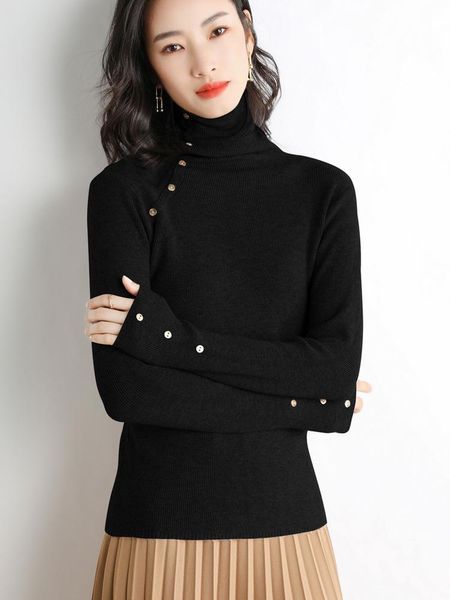 women's sweaters wool blended 2021 autumn winter women sweater slim pile collar diagonal buckle solid color short bottom knitted pullov, White;black
women's sweaters wool blended 2021 autumn winter women sweater slim pile collar diagonal buckle solid color short bottom knitted pullov, White;black
