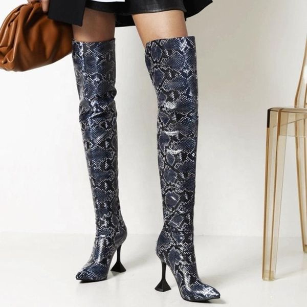 boots big size 43 snake skin pointed toe high kitten heel long thigh back zipper fashion over knee women, Black
boots big size 43 snake skin pointed toe high kitten heel long thigh back zipper fashion over knee women, Black