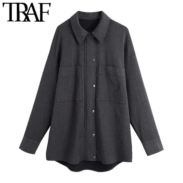 traf women fashion with pockets oversized jacket coat vintage long sleeve zipper snap-button female outerwear chic 210415, Black;brown
traf women fashion with pockets oversized jacket coat vintage long sleeve zipper snap-button female outerwear chic 210415, Black;brown