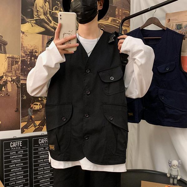 men's vests 2021 youth vest loose large size hong kong style casual men's all-match, Black;white
men's vests 2021 youth vest loose large size hong kong style casual men's all-match, Black;white