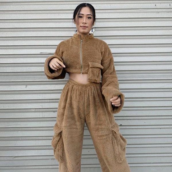 women's two piece pants streetwear fashion fleece plush 2 hoodie set women long sleeve jacket multi-bag outfits, White
women's two piece pants streetwear fashion fleece plush 2 hoodie set women long sleeve jacket multi-bag outfits, White