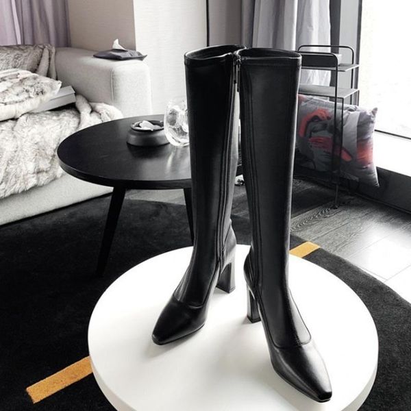 boots women's show leg length korean style beige pointed thick high heels thin fashion simple and versatile boot, Black
boots women's show leg length korean style beige pointed thick high heels thin fashion simple and versatile boot, Black
