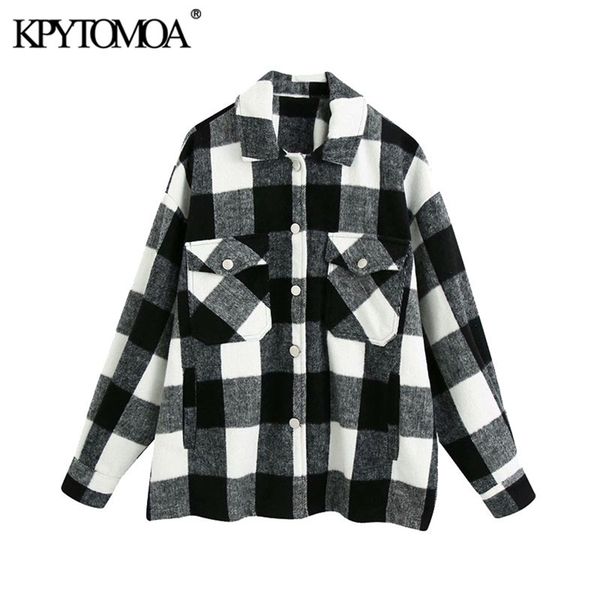 kpytomoa women fashion oversized plaid jacket coat vintage long sleeve pockets female outerwear chic 210817, Black;brown
kpytomoa women fashion oversized plaid jacket coat vintage long sleeve pockets female outerwear chic 210817, Black;brown