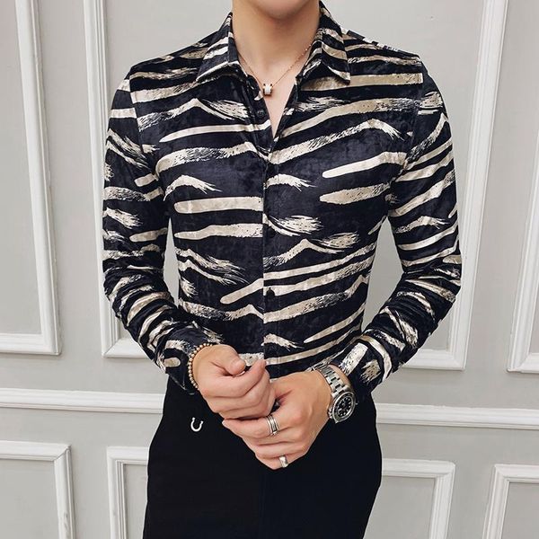 personality striped shirts for men velvet luxury print men's shirt fashion club clothing long sleeve camisa v591 casual, White;black
personality striped shirts for men velvet luxury print men's shirt fashion club clothing long sleeve camisa v591 casual, White;black