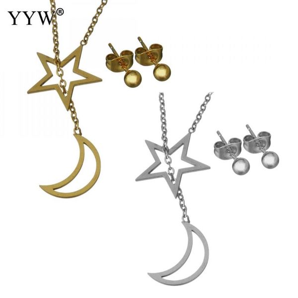 earrings & necklace fashion stainless steel jewelry sets 2021 brand stud earring moon and star pendant gift for women, Silver
earrings & necklace fashion stainless steel jewelry sets 2021 brand stud earring moon and star pendant gift for women, Silver