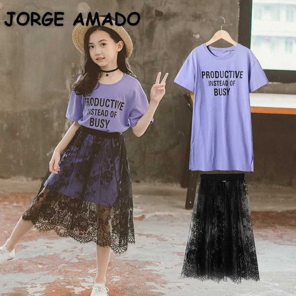 spring teenagers girls 2-pcs sets flower letter t-shirt + lace skirt sweet style children outwear clothes e1011 210610, White
spring teenagers girls 2-pcs sets flower letter t-shirt + lace skirt sweet style children outwear clothes e1011 210610, White