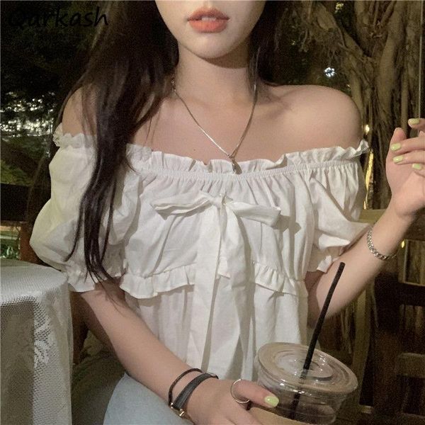 women's blouses & shirts women ruffles design sweet girls summer short sleeve all-match japanese style kawaii cropped student woman, White
women's blouses & shirts women ruffles design sweet girls summer short sleeve all-match japanese style kawaii cropped student woman, White