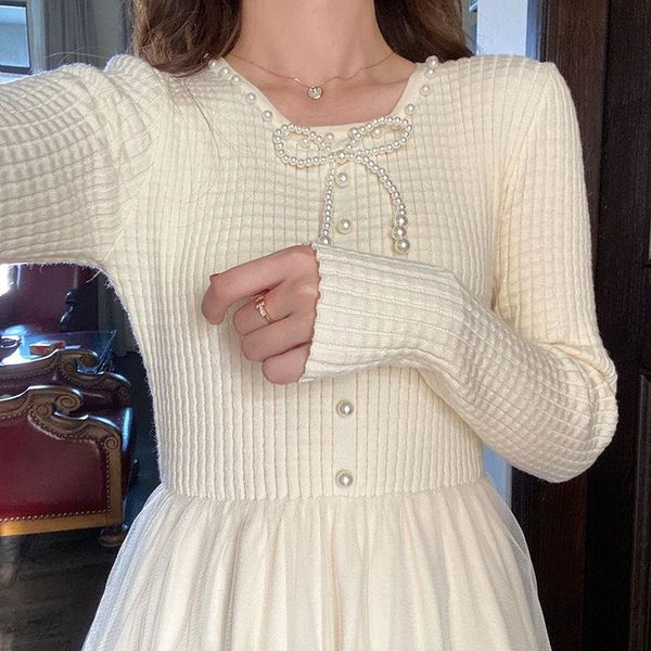 casual dresses spring lace knitted one piece dress korean fashion bow office elegant sweater women party fairy kawaii female 2021, Black;gray
casual dresses spring lace knitted one piece dress korean fashion bow office elegant sweater women party fairy kawaii female 2021, Black;gray
