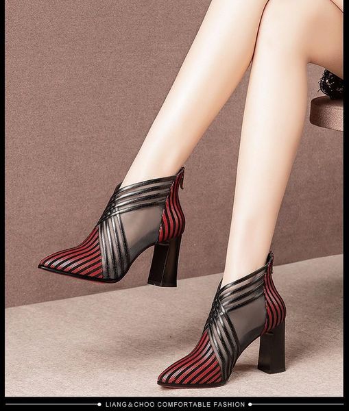 dress shoes summer fashion solid mesh high heels pointed toe cross lines decoration ankle lady boots grace women ventilate red/black
dress shoes summer fashion solid mesh high heels pointed toe cross lines decoration ankle lady boots grace women ventilate red/black