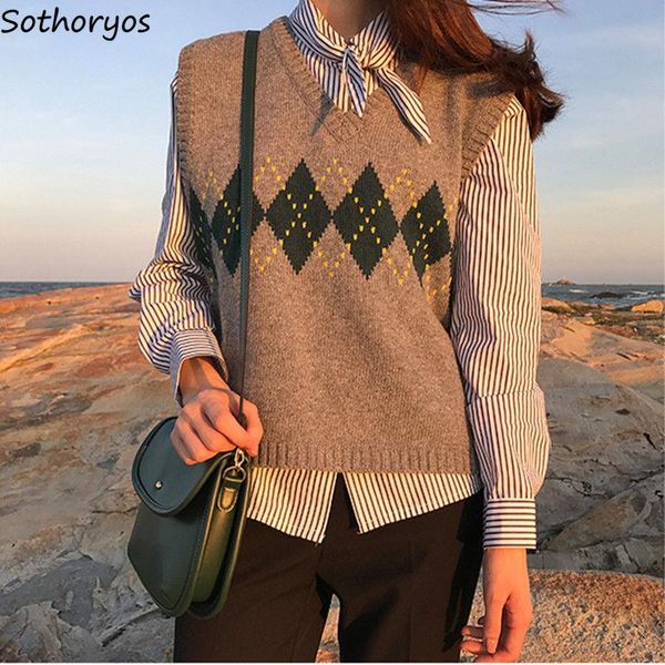 women's vests sweater vest women argyle chic korean preppy style simple knit v-neck all-match teens stylish slim sleeveless sweaters in, Black;white
women's vests sweater vest women argyle chic korean preppy style simple knit v-neck all-match teens stylish slim sleeveless sweaters in, Black;white