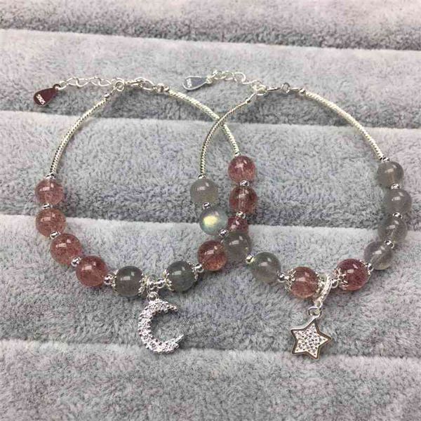 s925 silver moonstone pull feldspar little star bracelet female simple friend strawberry crystal hand decoration moon silver bracelet, Black
s925 silver moonstone pull feldspar little star bracelet female simple friend strawberry crystal hand decoration moon silver bracelet, Black