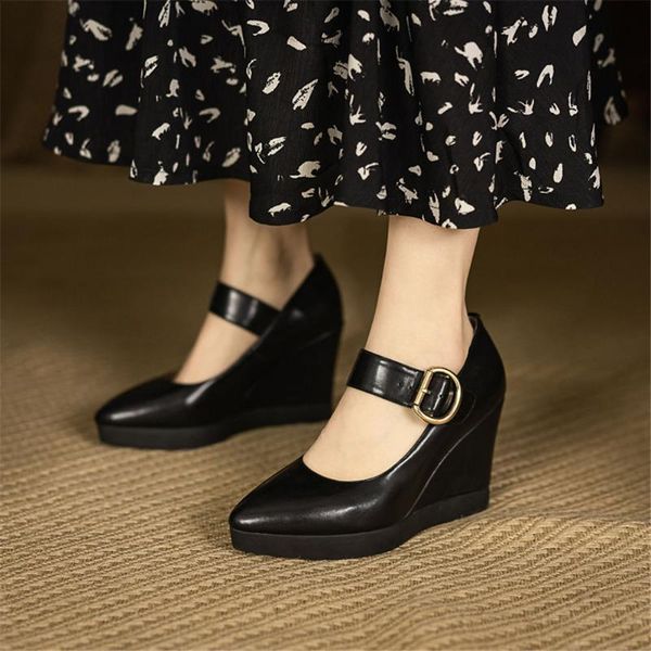 dress shoes sarairis elegant office lady design mary janes high heels platform genuine leather wedges pumps woman, Black
dress shoes sarairis elegant office lady design mary janes high heels platform genuine leather wedges pumps woman, Black