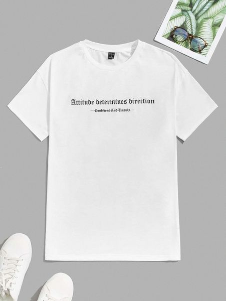 men slogan graphic drop shoulder tee 74fi#, White;black
men slogan graphic drop shoulder tee 74fi#, White;black