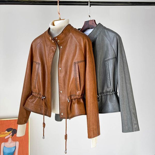 women's leather & faux 2021 spring autumn genuine jacket women slim real sheepskin coat streetear korean clothing casaco feminino wpy38, Black
women's leather & faux 2021 spring autumn genuine jacket women slim real sheepskin coat streetear korean clothing casaco feminino wpy38, Black