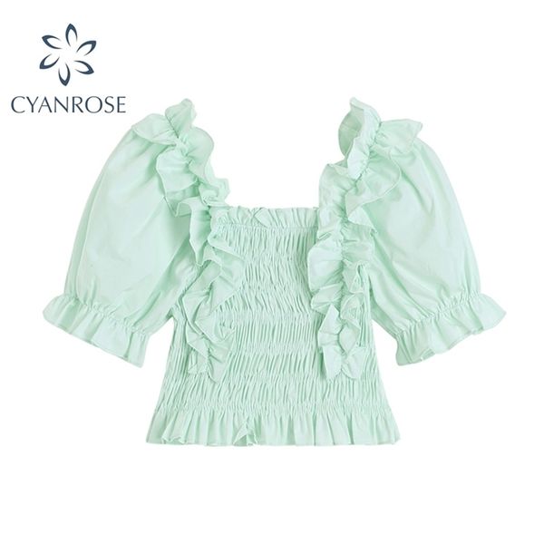 women's tree fungus folds cotton sweet style blouse summer elegant elastic tight slim chic ladies shirt crop 210515, White
women's tree fungus folds cotton sweet style blouse summer elegant elastic tight slim chic ladies shirt crop 210515, White