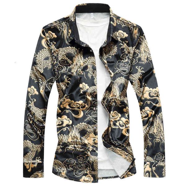 men's casual shirts high-quality luxury velvet men shirt long sleeve autumn and winter warm dragon printed slim fit dress mens cam, White;black
men's casual shirts high-quality luxury velvet men shirt long sleeve autumn and winter warm dragon printed slim fit dress mens cam, White;black