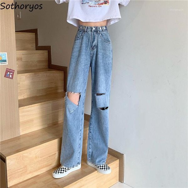 women's jeans women loose hole ripped female wide leg trousers womens casual daily korean style chic buttons high waist all-match, Blue
women's jeans women loose hole ripped female wide leg trousers womens casual daily korean style chic buttons high waist all-match, Blue