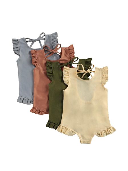 rompers toddlers summer swimwear solid color o-neck ruffle sleeve lacing backless swimsuit for little girls 1-6 years, Blue
rompers toddlers summer swimwear solid color o-neck ruffle sleeve lacing backless swimsuit for little girls 1-6 years, Blue