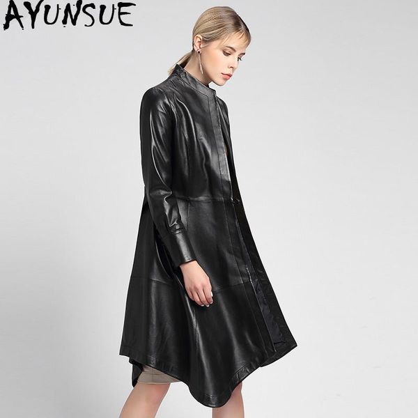 women's leather & faux ayunsue genuine jacket women autumn 100% sheepskn coat long windbreaker korean slim jacekts 2021 7066 kj3065, Black
women's leather & faux ayunsue genuine jacket women autumn 100% sheepskn coat long windbreaker korean slim jacekts 2021 7066 kj3065, Black