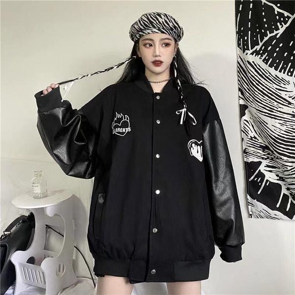 women's jackets 2021 jacket female harajuku style ins tide loose print korean baseball uniform goth for women coat, Black;brown
women's jackets 2021 jacket female harajuku style ins tide loose print korean baseball uniform goth for women coat, Black;brown