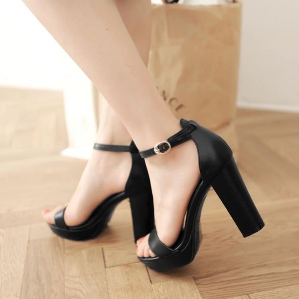 dress shoes women thick-heel summer ladies big size to 25cm cowhide strappy back heel sandals, Black
dress shoes women thick-heel summer ladies big size to 25cm cowhide strappy back heel sandals, Black