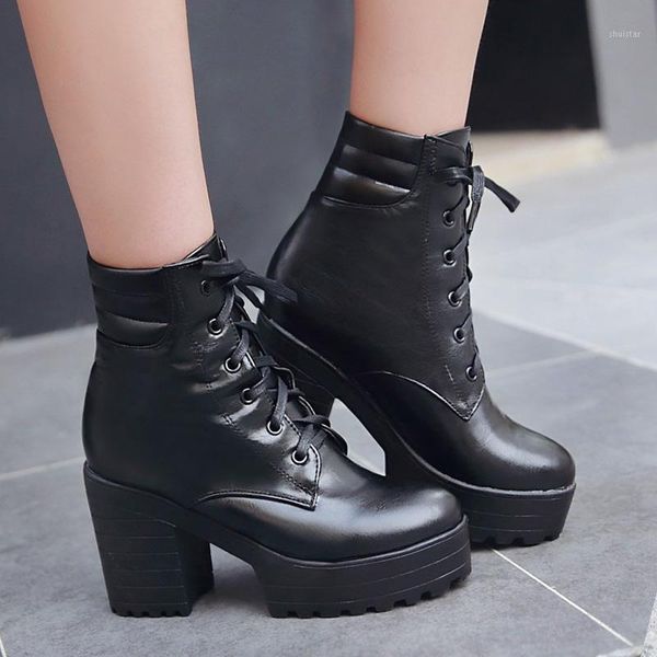 boots aiweiyi lace up for women round toe square heel high heels platform shoes autumn winter motorcycle botas1, Black
boots aiweiyi lace up for women round toe square heel high heels platform shoes autumn winter motorcycle botas1, Black