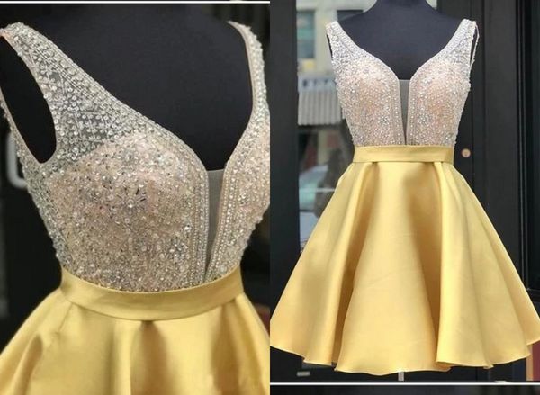 sparkly crystal deep v neck gold cocktail prom dress short rhinestones backless satin mini bridesmaid homecoming party dresses, Black
sparkly crystal deep v neck gold cocktail prom dress short rhinestones backless satin mini bridesmaid homecoming party dresses, Black