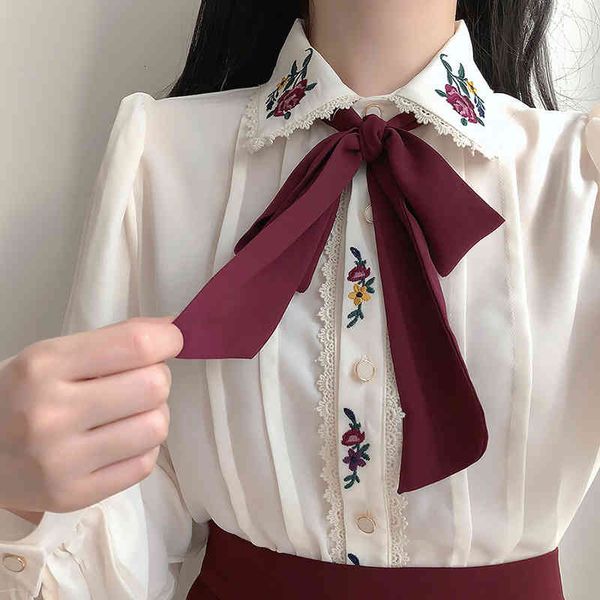 women's blouses & shirts vintage vintage female shirts embroidered bow ties basic autumn s wear formal elegant single button breasted s, White
women's blouses & shirts vintage vintage female shirts embroidered bow ties basic autumn s wear formal elegant single button breasted s, White