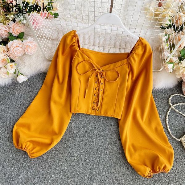 women's blouses & shirts gagaok vintage women short blouse 2021 spring autumn solid square collar puff sleeve bandage shirt slim wild, White
women's blouses & shirts gagaok vintage women short blouse 2021 spring autumn solid square collar puff sleeve bandage shirt slim wild, White