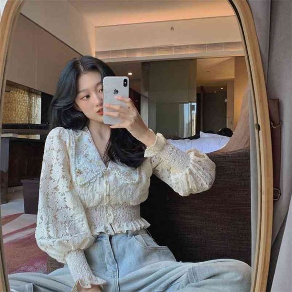 women's peter pan collar blouse short design korean japan style slim waist fashion mini shirt female blusa gx1038 210507, White
women's peter pan collar blouse short design korean japan style slim waist fashion mini shirt female blusa gx1038 210507, White