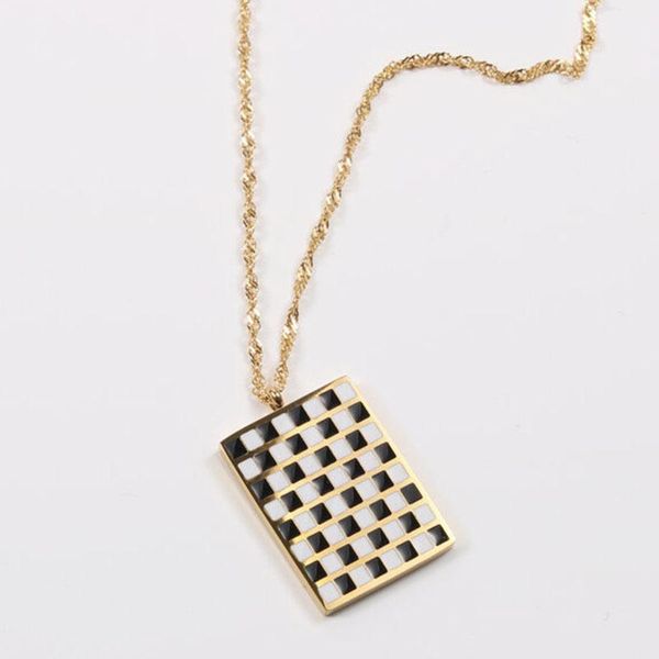 pendant necklaces trendy stainless steel gold plated waterproof tarnish square lattice pendent water wave chain necklace for women, Silver
pendant necklaces trendy stainless steel gold plated waterproof tarnish square lattice pendent water wave chain necklace for women, Silver